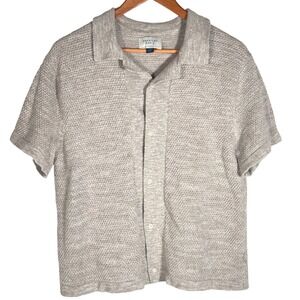 American Eagle Polo Sweater Men's Large Knit Preppy Short Sleeve Button Shirt